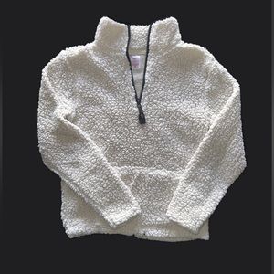 White No Boundaries Plush Pullover Half Zip Hoodie